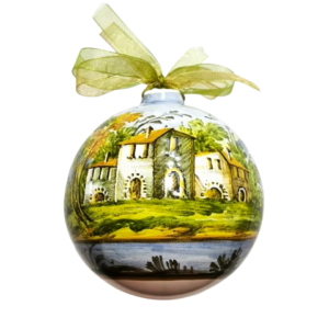 Pallina di Natale in ceramica di Castelli "Paesaggio policromo"